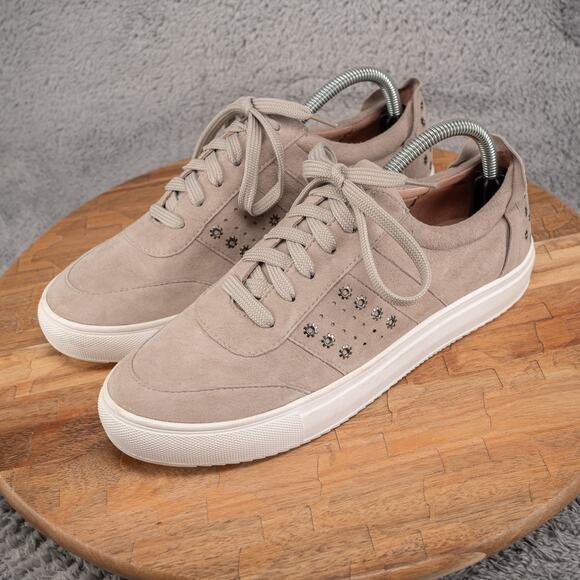 Halogen "Camila" taupe gray suede leather lace up sneaker, gromet detail, 9 M - Picture 3 of 7